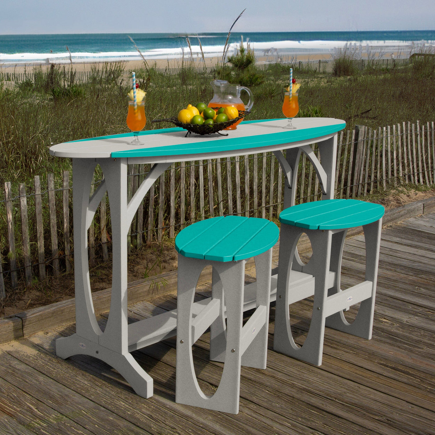 Shoreline 3-Piece Bar Height Balcony Set Dining Bahia Verde Outdoors 