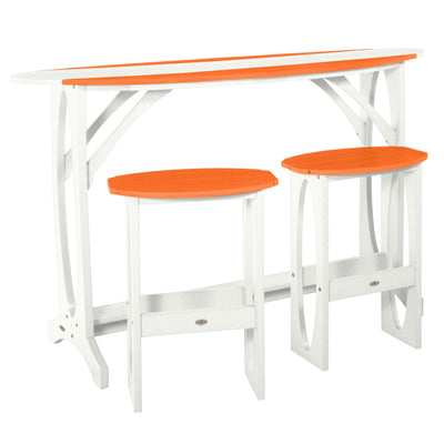 Shoreline 3-Piece Bar Height Balcony Set Dining Bahia Verde Outdoors Citrus Orange White 