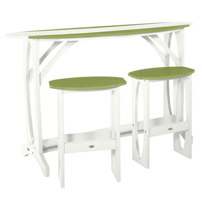 Shoreline 3-Piece Bar Height Balcony Set Dining Bahia Verde Outdoors Palm Green White 