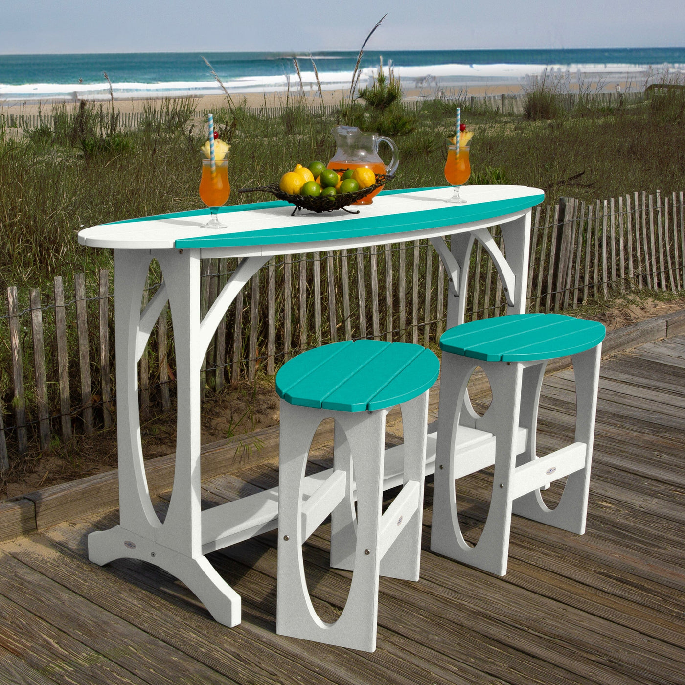 Shoreline 3-Piece Bar Height Balcony Set Dining Bahia Verde Outdoors 