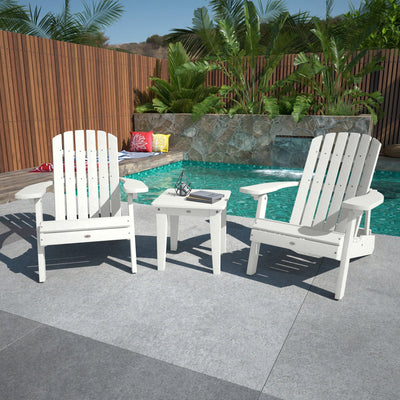 Two Cape Folding Adirondack Chairs and Side Table Set Kitted Set Bahia Verde Outdoors 