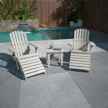 2 Cape Folding Adirondacks, 2 Ottomans, and 1 Side Table Kitted Set Bahia Verde Outdoors 