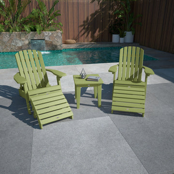 2 Cape Folding Adirondacks, 2 Ottomans, and 1 Side Table Kitted Set Bahia Verde Outdoors 