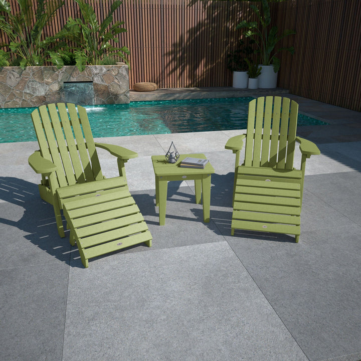 2 Cape Folding Adirondacks, 2 Ottomans, and 1 Side Table Kitted Set Bahia Verde Outdoors 