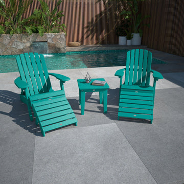 2 Cape Folding Adirondacks, 2 Ottomans, and 1 Side Table Kitted Set Bahia Verde Outdoors 