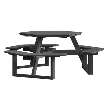 Shoreline Hexagon Picnic Table Table Bahia Verde Outdoors Black Sand 