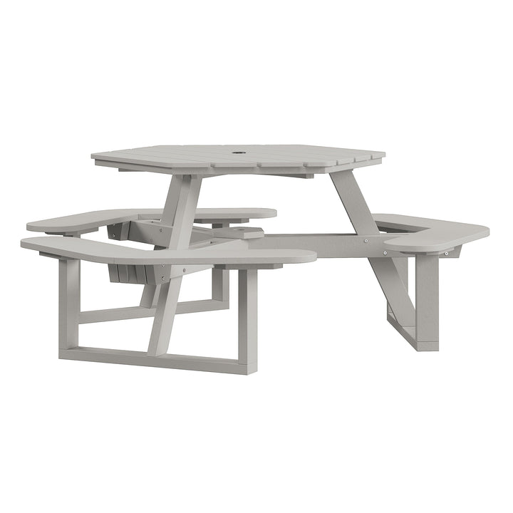 Shoreline Hexagon Picnic Table Table Bahia Verde Outdoors Cove Gray 