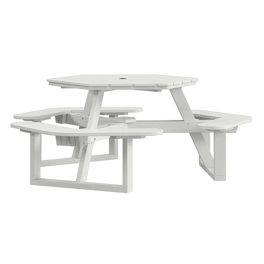 Shoreline Hexagon Picnic Table Table Bahia Verde Outdoors Coconut White 