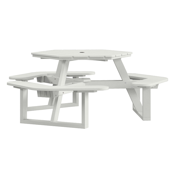 Shoreline Hexagon Picnic Table Table Bahia Verde Outdoors Coconut White 