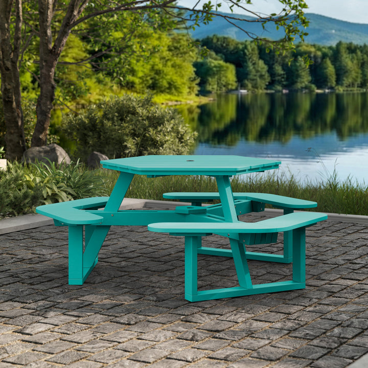 Shoreline Hexagon Picnic Table Table Bahia Verde Outdoors 