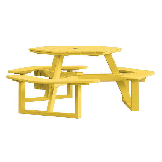 Shoreline Hexagon Picnic Table Table Bahia Verde Outdoors Sunbeam Yellow 