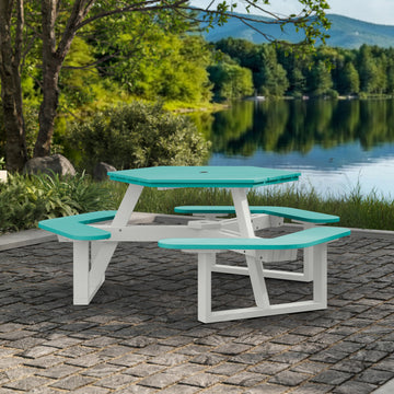 Shoreline Hexagon Picnic Table Table Bahia Verde Outdoors 