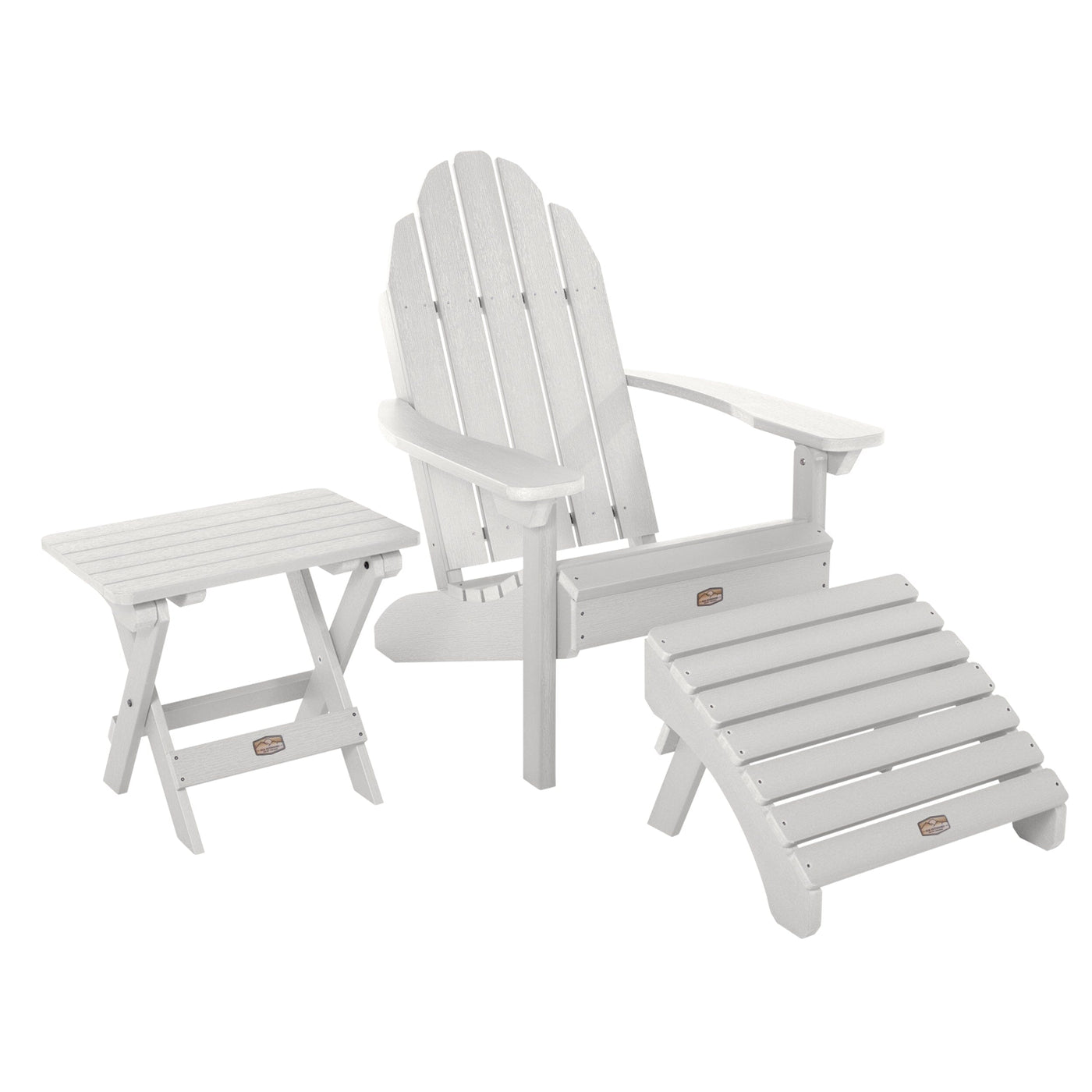 Essential Adirondack Chair with Ottoman & Folding Side Table Adirondack Chairs ELK OUTDOORS® White 