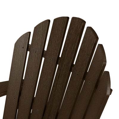 Close up of Hamilton Adirondack chair back in Weathered Acorn brown