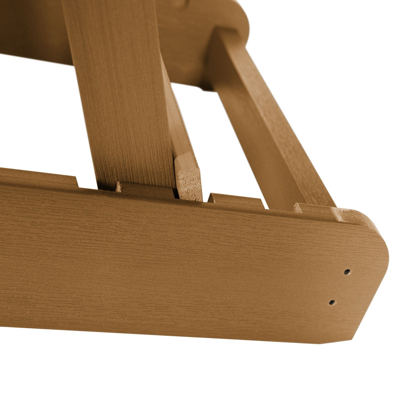 Close up of folding mechanism for Toffee Brown Hamilton Adirondack chair