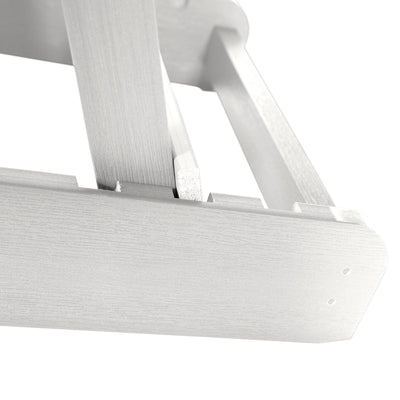 Close up of folding mechanism for White Hamilton Adirondack chair