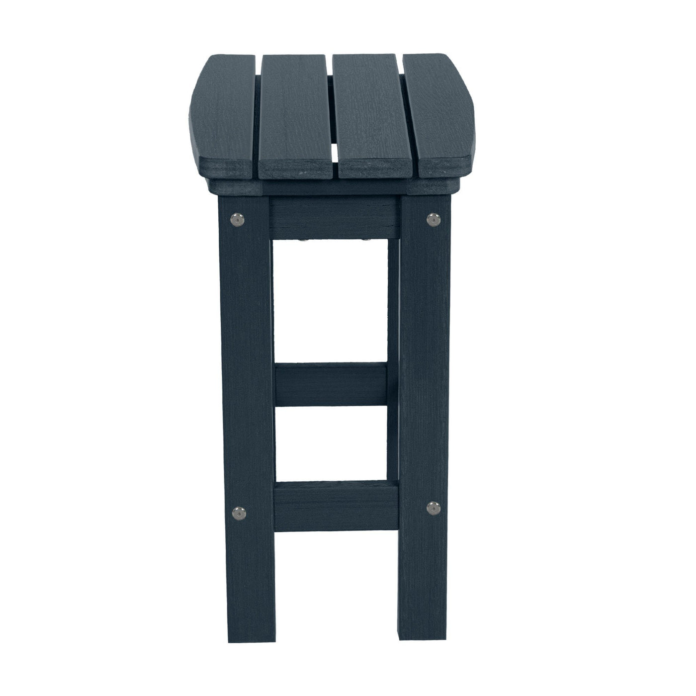 Side view of Lehigh counter height stool in Federal Blue