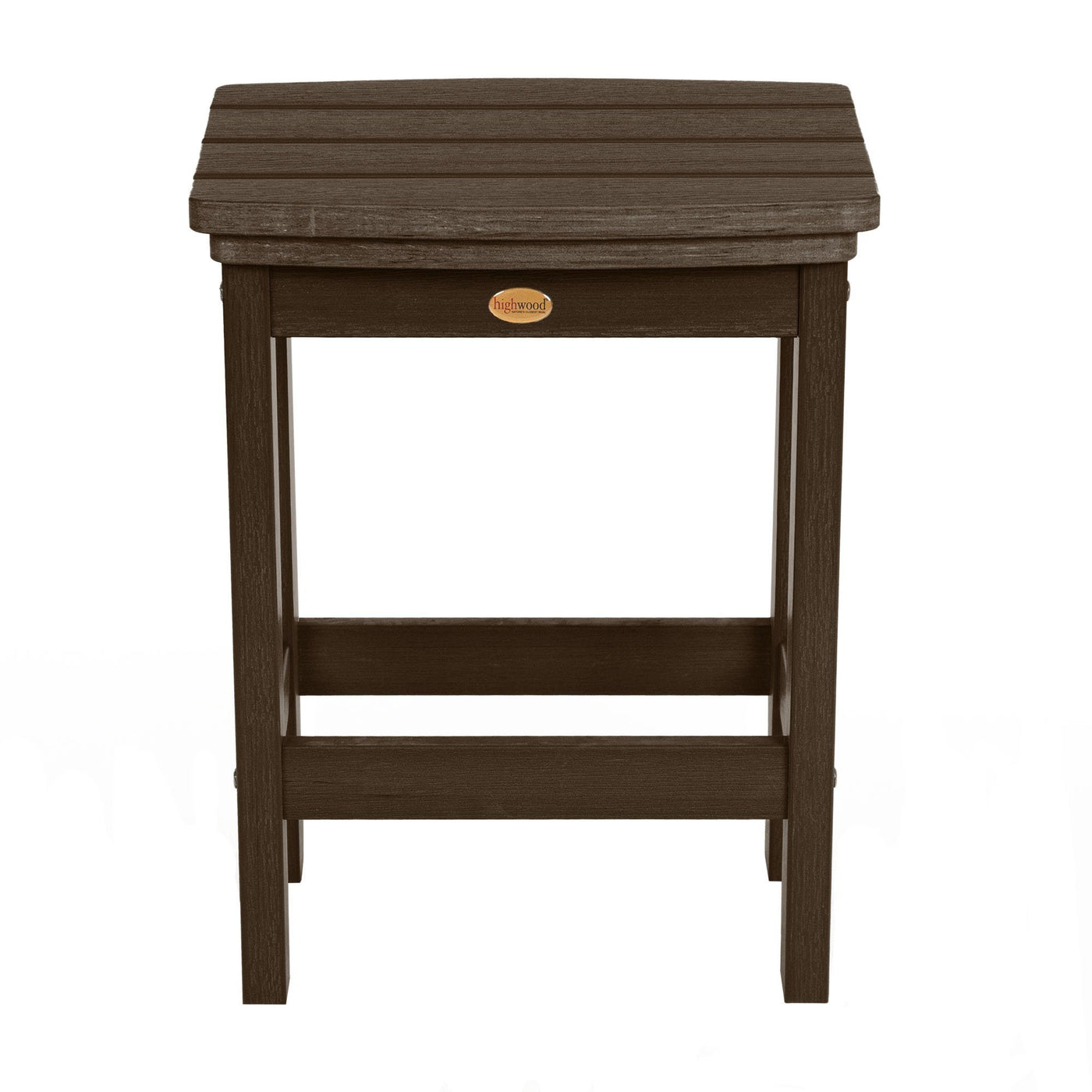 Front view of Lehigh counter height stool in Weathered Acorn	