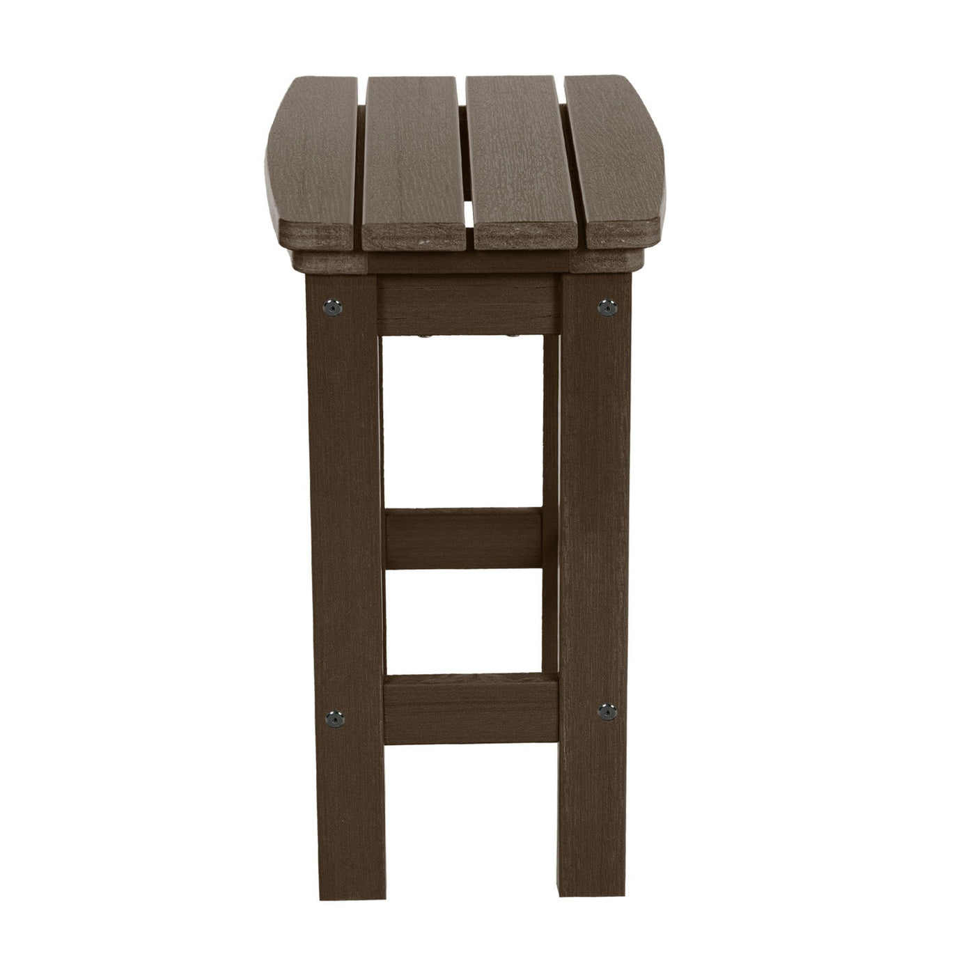 Side view of Lehigh counter height stool in Weathered Acorn