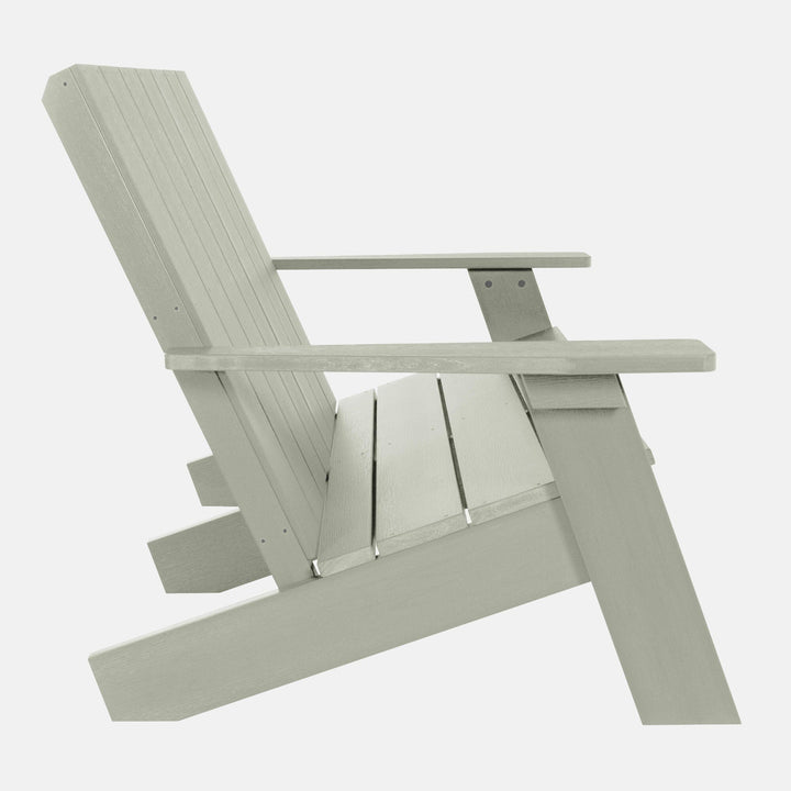 Side view of Italica Modern bench in Eucalyptus green