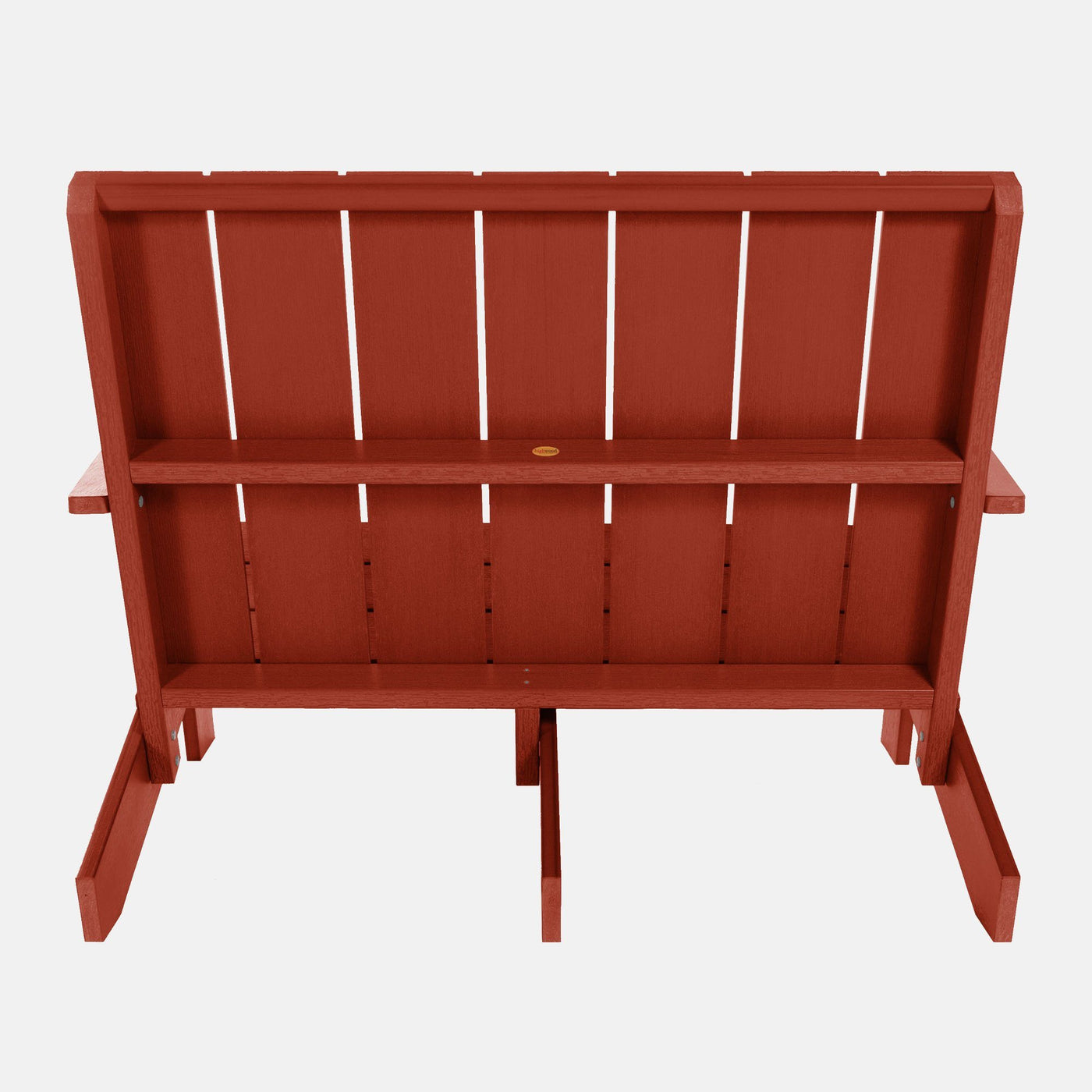 Back view of Italica Modern bench in Rustic Red