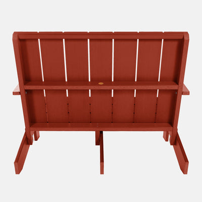 Back view of Italica Modern bench in Rustic Red