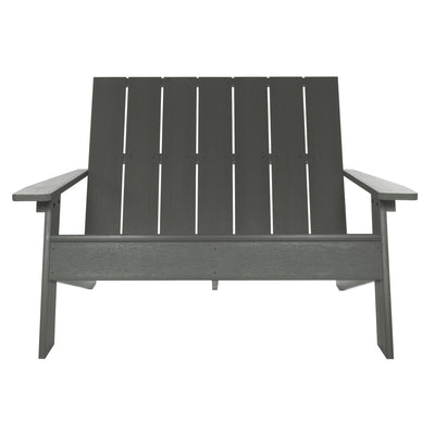 Front view of Italica Modern bench in Coastal Teak Gray