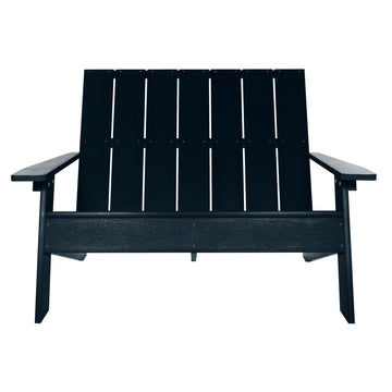 Front view of Italica Modern bench in Federal Blue