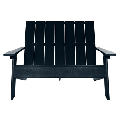 Front view of Italica Modern bench in Federal Blue