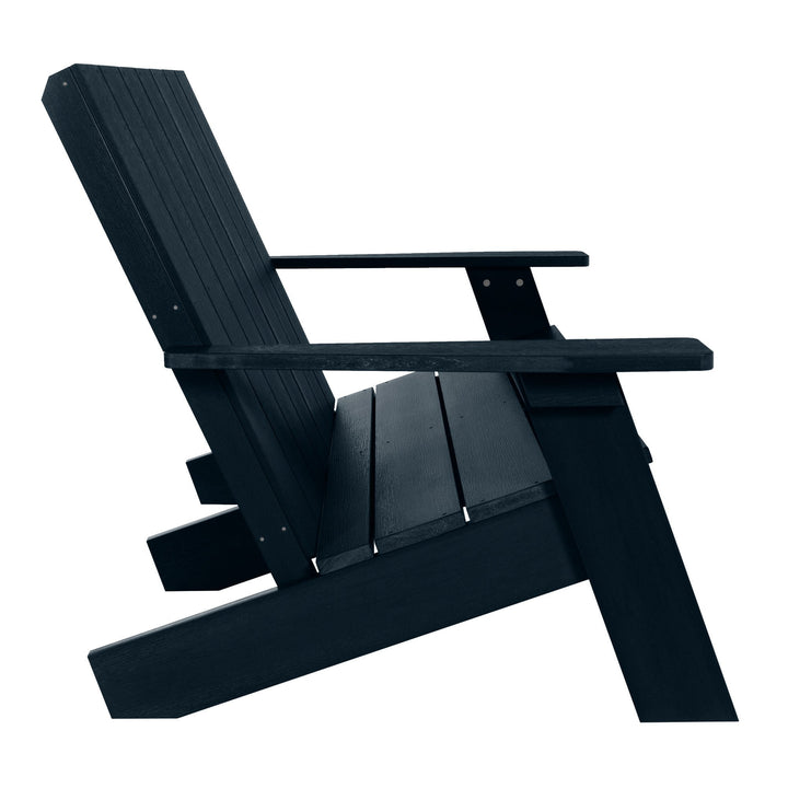 Side view of Italica Modern bench in Federal Blue