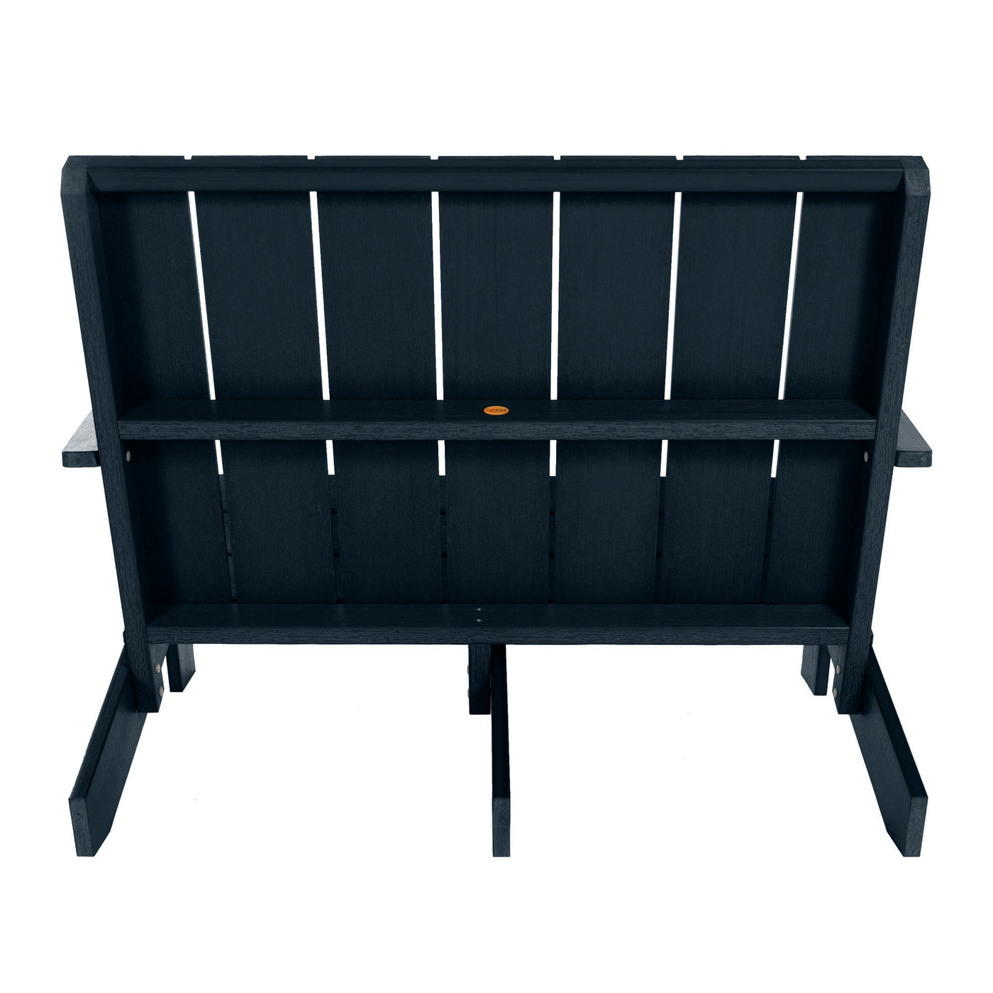 Back view of Italica Modern bench in Federal Blue