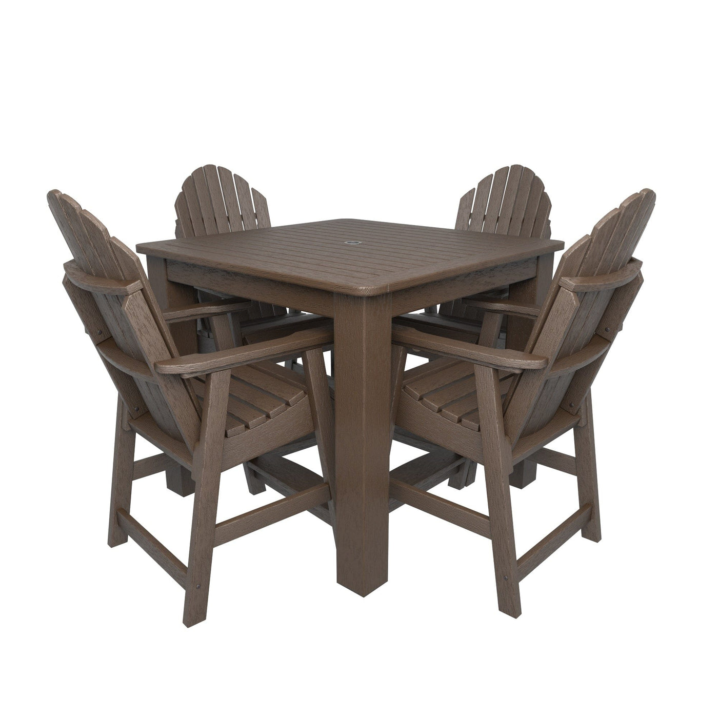 Hamilton 5pc Square Dining Set 42in x 42in - Counter Height Dining Highwood USA Weathered Acorn 