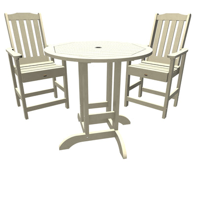 Lehigh 3pc 36in Round Dining Set - Counter Height Dining Highwood USA Whitewash 