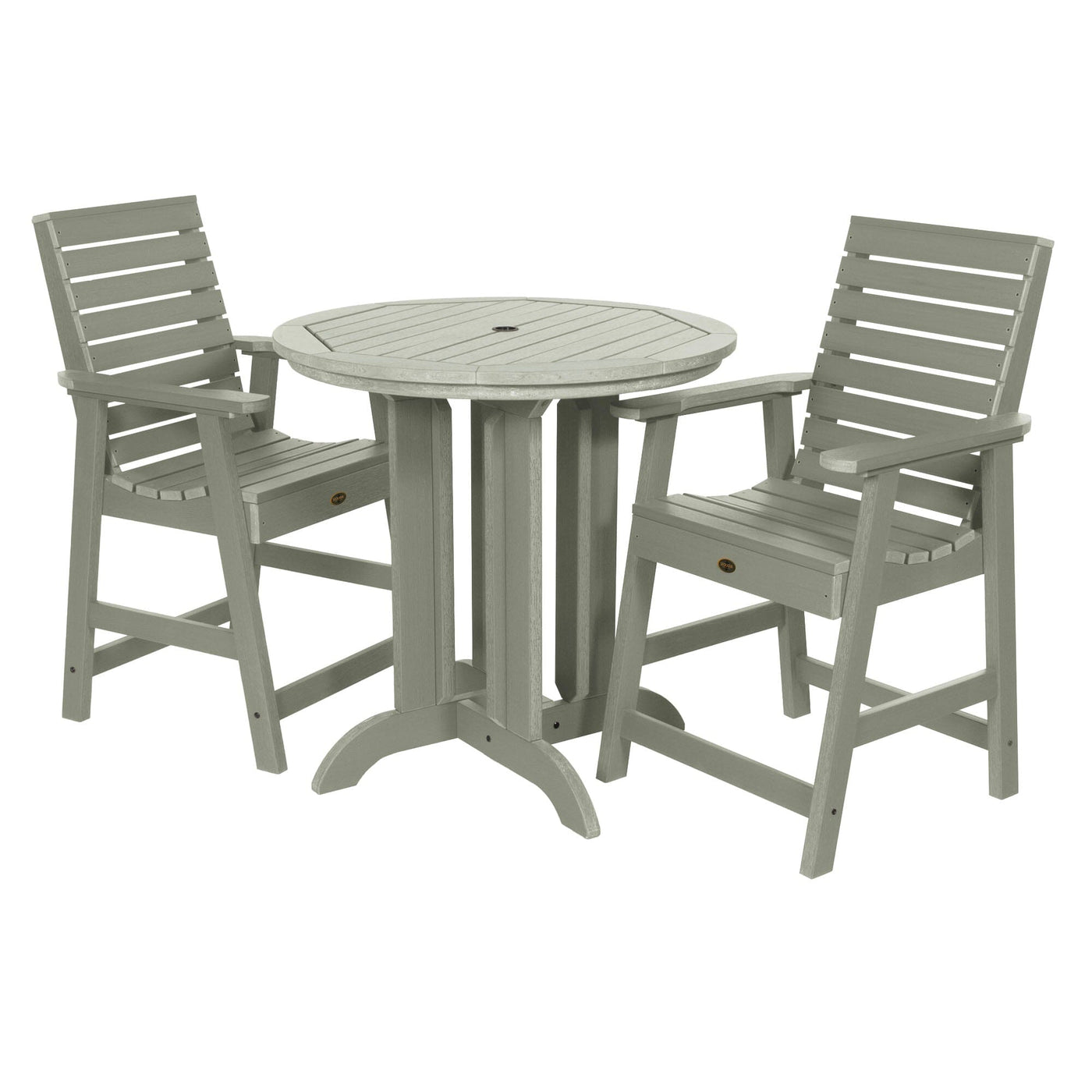 Weatherly 3pc 36in Round Dining Set - Counter Height Dining Highwood USA Eucalyptus 