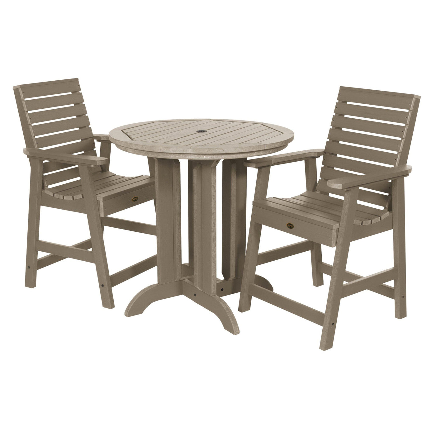 Weatherly 3pc 36in Round Dining Set - Counter Height Dining Highwood USA Woodland Brown 