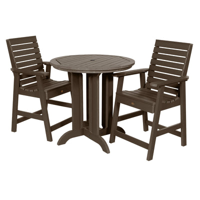 Weatherly 3pc 36in Round Dining Set - Counter Height Dining Highwood USA Weathered Acorn 