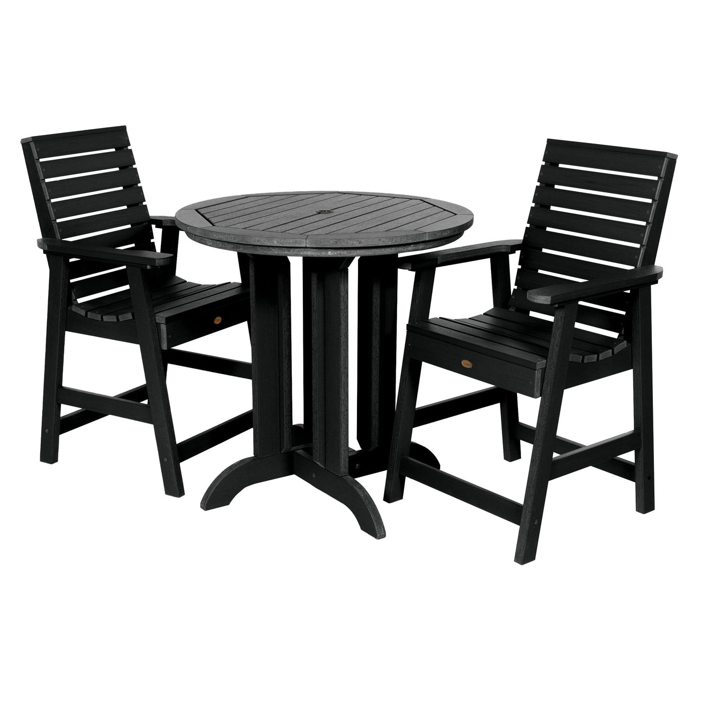 Weatherly 3pc 36in Round Dining Set - Counter Height Dining Highwood USA Black 