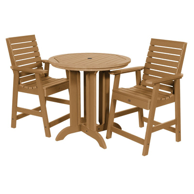 Weatherly 3pc 36in Round Dining Set - Counter Height Dining Highwood USA Toffee 