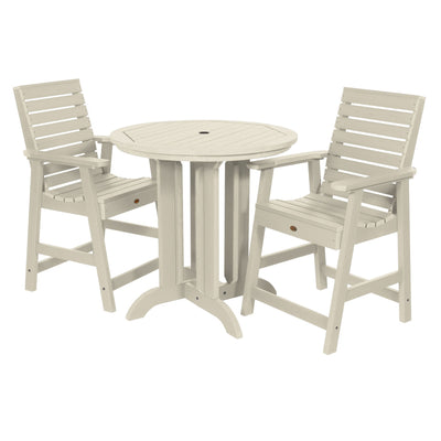 Weatherly 3pc 36in Round Dining Set - Counter Height Dining Highwood USA Whitewash 