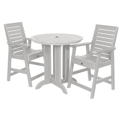 Weatherly 3pc 36in Round Dining Set - Counter Height Dining Highwood USA White 