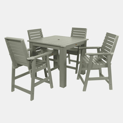 Weatherly 5pc Square Dining Set 42in x 42in- Counter Height Dining Highwood USA Eucalyptus 