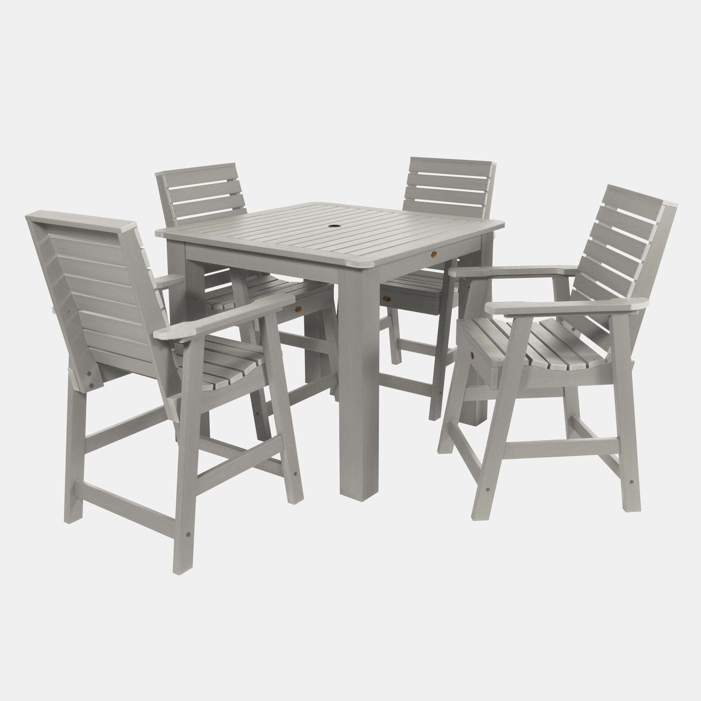 Weatherly 5pc Square Dining Set 42in x 42in- Counter Height Dining Highwood USA Harbor Gray 