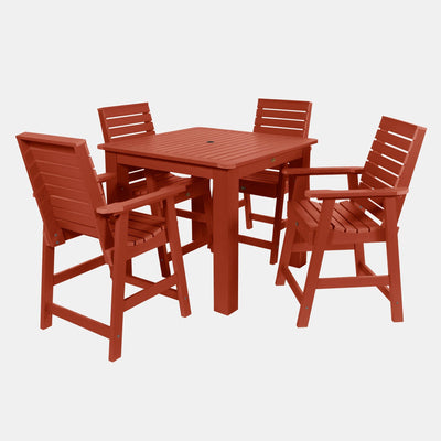 Weatherly 5pc Square Dining Set 42in x 42in- Counter Height Dining Highwood USA Rustic Red 