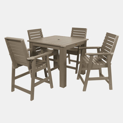 Weatherly 5pc Square Dining Set 42in x 42in- Counter Height Dining Highwood USA Woodland Brown 
