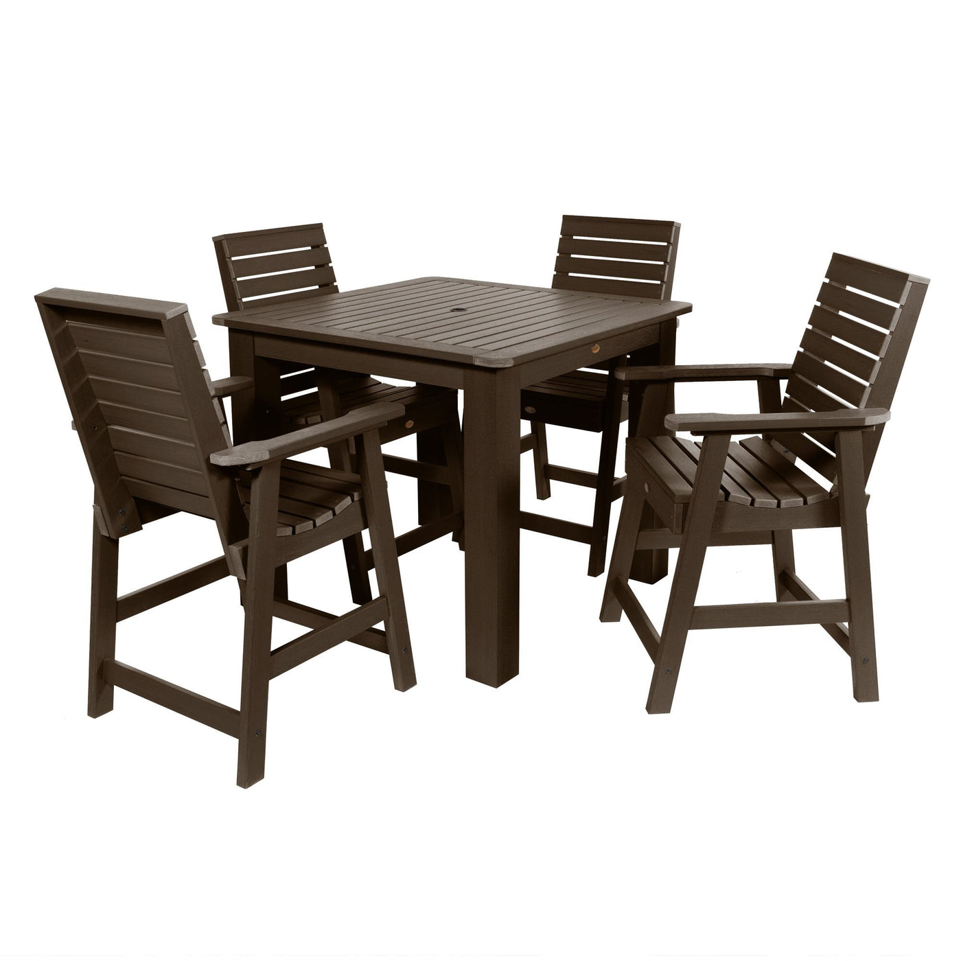 Weatherly 5pc Square Dining Set 42in x 42in- Counter Height Dining Highwood USA Weathered Acorn 