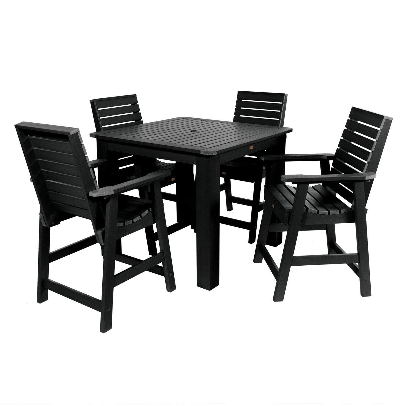 Weatherly 5pc Square Dining Set 42in x 42in- Counter Height Dining Highwood USA Black 