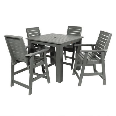 Weatherly 5pc Square Dining Set 42in x 42in- Counter Height Dining Highwood USA Coastal Teak 