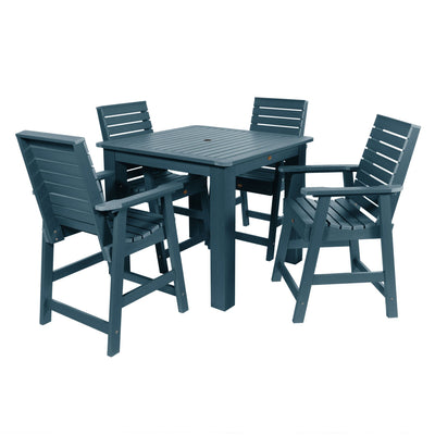 Weatherly 5pc Square Dining Set 42in x 42in- Counter Height Dining Highwood USA Nantucket Blue 