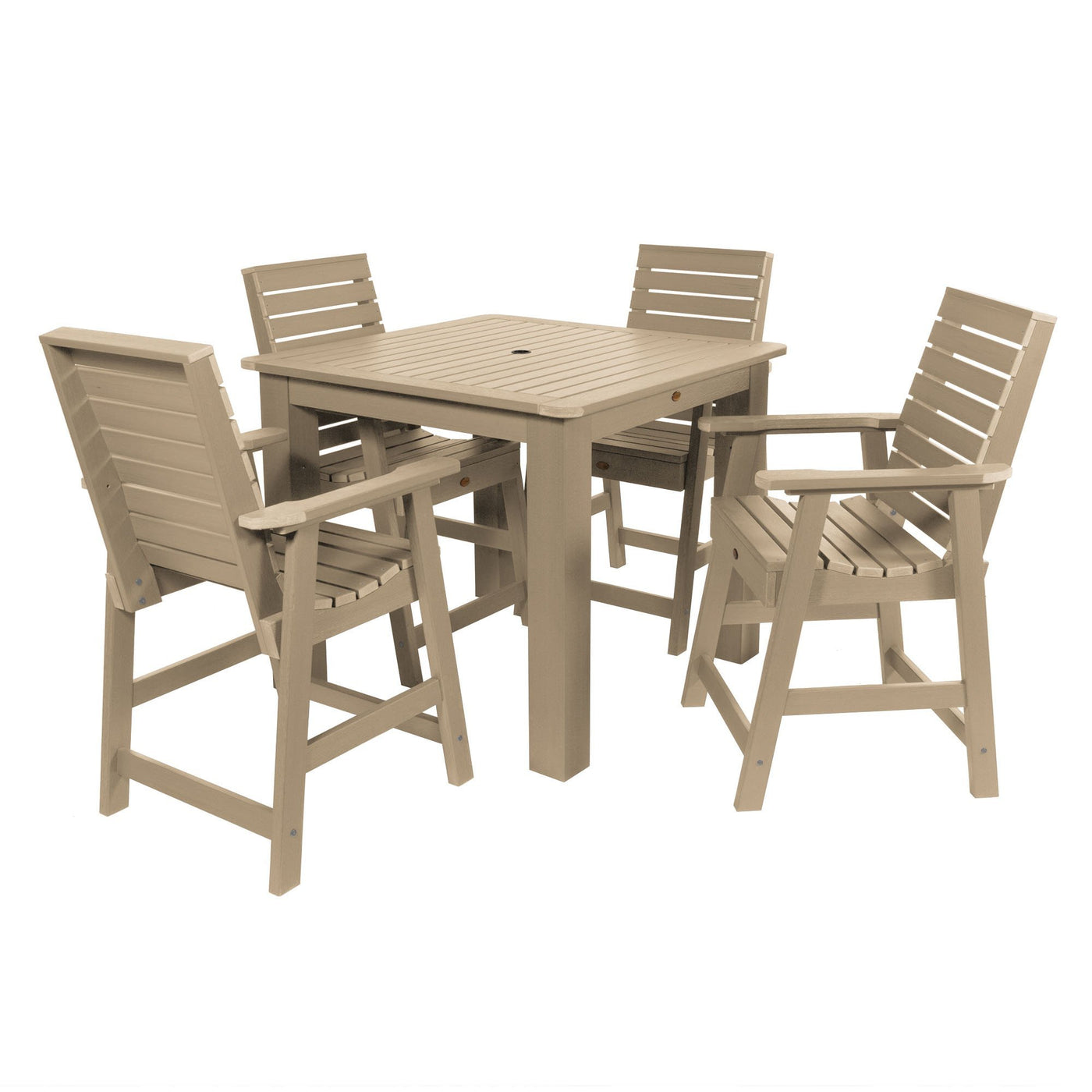 Weatherly 5pc Square Dining Set 42in x 42in- Counter Height Dining Highwood USA Tuscan Taupe 