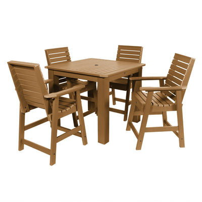 Weatherly 5pc Square Dining Set 42in x 42in- Counter Height Dining Highwood USA Toffee 
